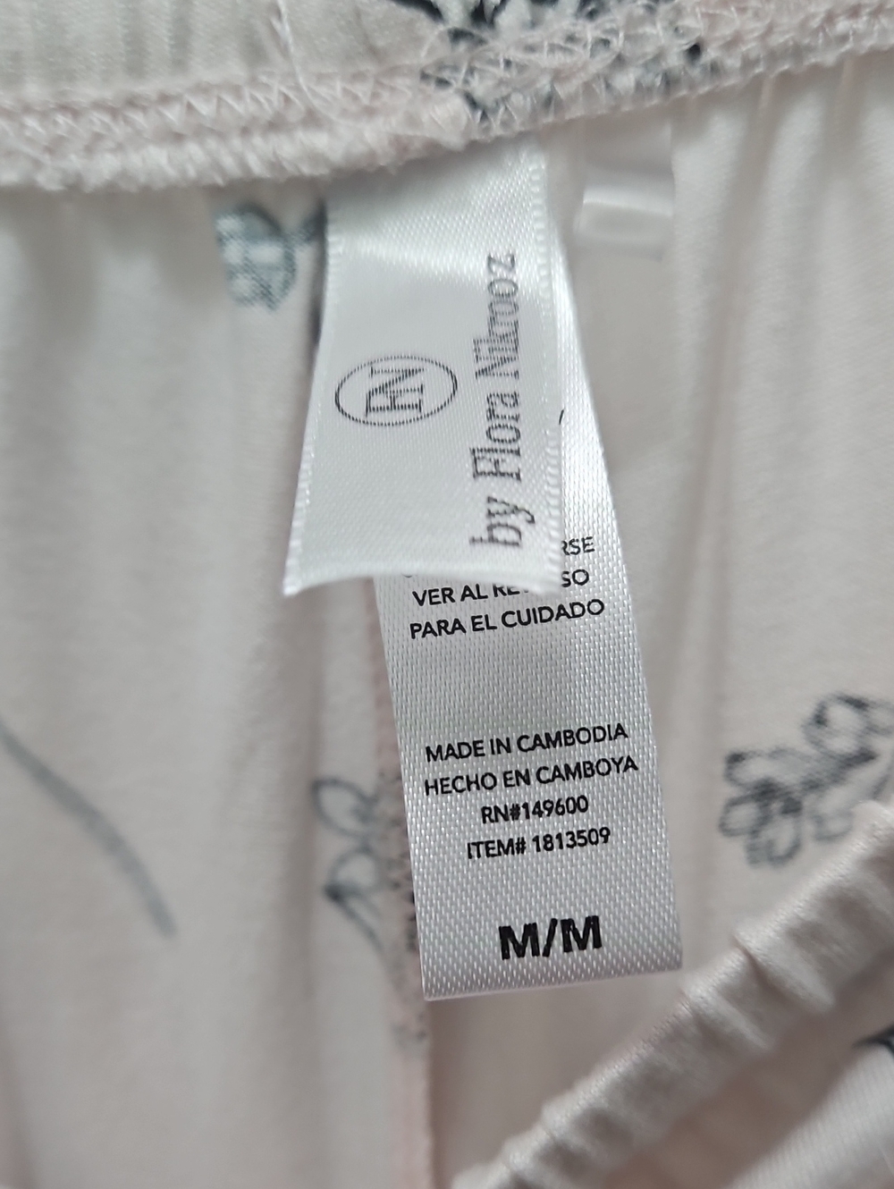 Flora Nikrooz Pale Pink Soft  Pajama Set with Black Floral Sketch - Picture 7 of 14